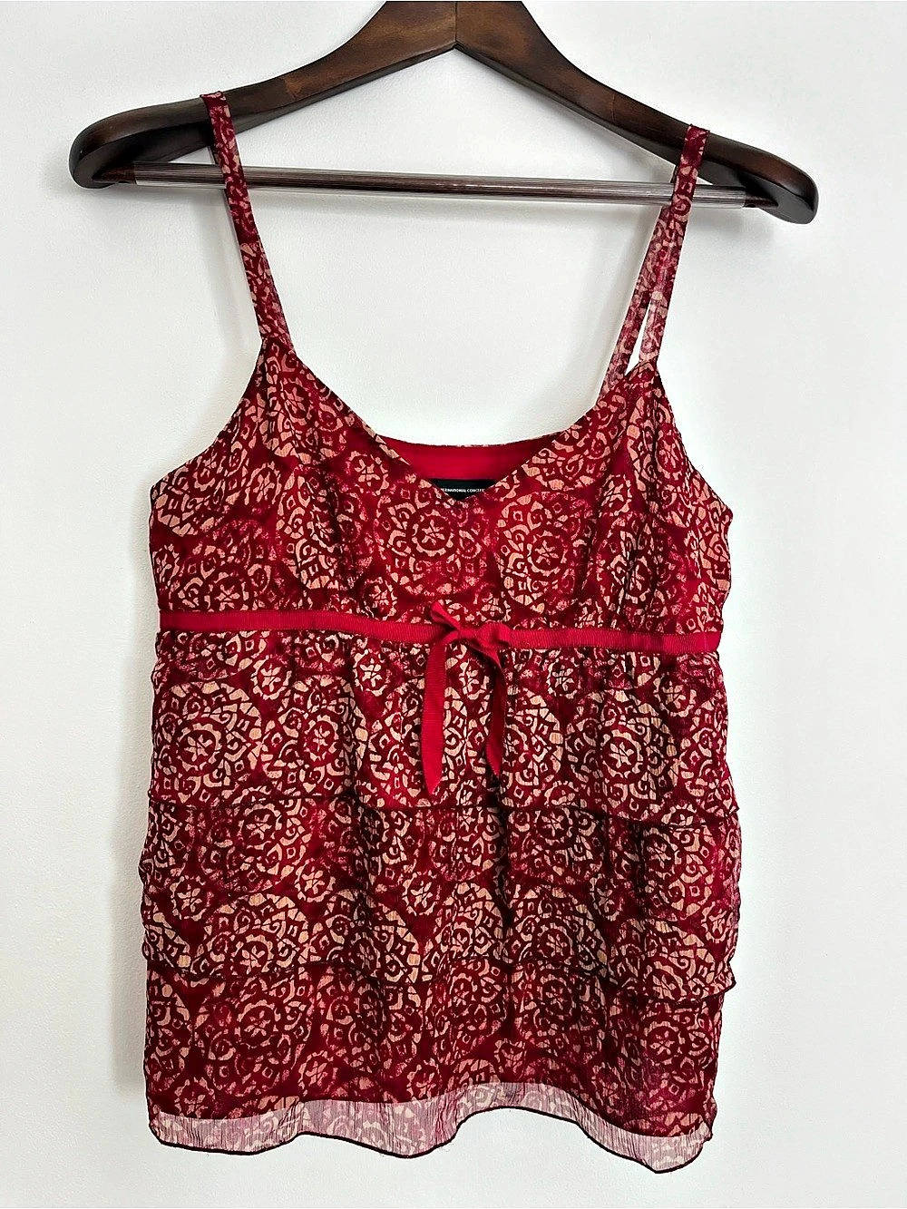 INC International Concepts Abstract Cami in Red & Gold Size 10 Like New